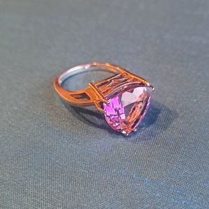 Stirling silver 925 Ring Large purple Amethyst